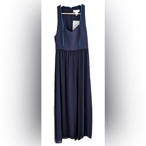 Badgley Mischka Belle size 12 Navy blue dress maxi fitted bodice flowing fancy